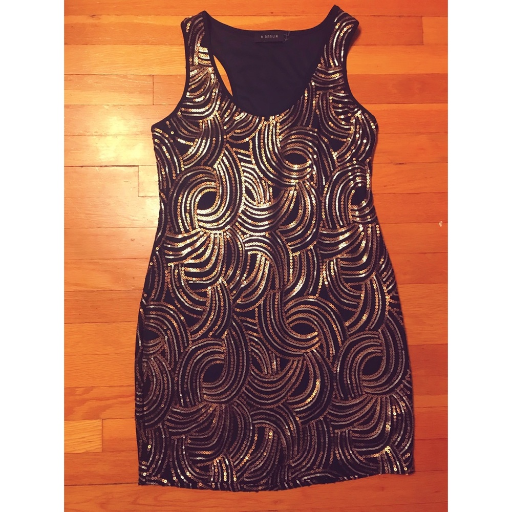 Black and Gold Sequin Dress